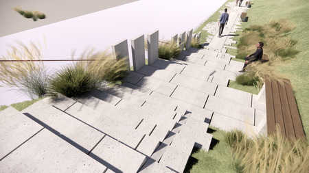 Most na Soči_klančina s kamnito zložbo in sprehajalno potjo (Trije arhitekti d.o.o.)